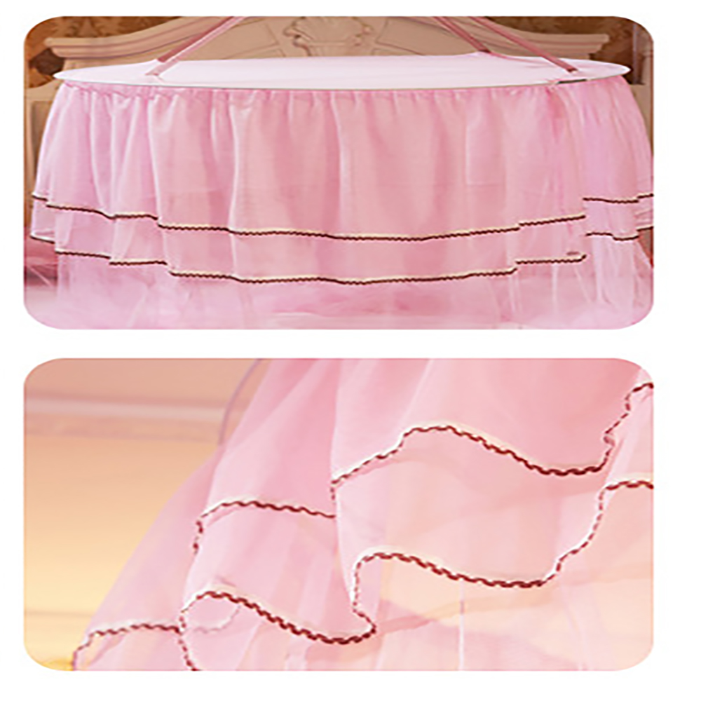 Kuppelförmiges Moskitonetz Für Die Decke, Deckenhalterung, Prinzessinnenstil, Inklusive Klebehaken Zur Einfachen Montage. Rosa. Oberer Durchmesser: 65 Cm, Unterer Durchmesser: 110 Cm, Höhe: 2,7 M.