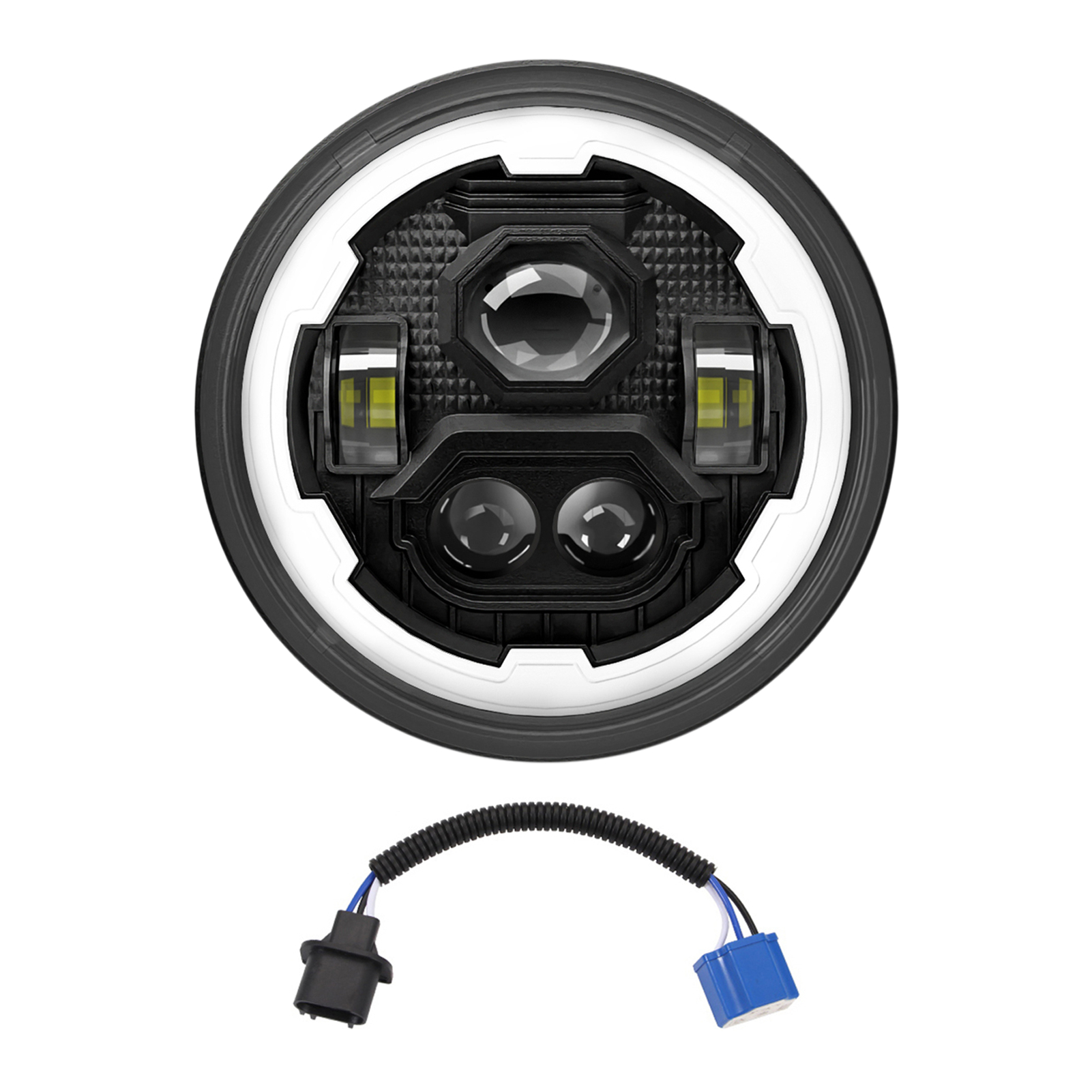 Runder 7-zoll-led-scheinwerfer Für Pkw Mit Weißem Abblend- Und Fernlicht, Tagfahrlicht Und Gelben Blinkern. Kompatibel Mit Jeep Wrangler Jk, Tj, Lj, Chevy Ford, Mazda Miata, Hummer H1, H2 Usw. Wasserd