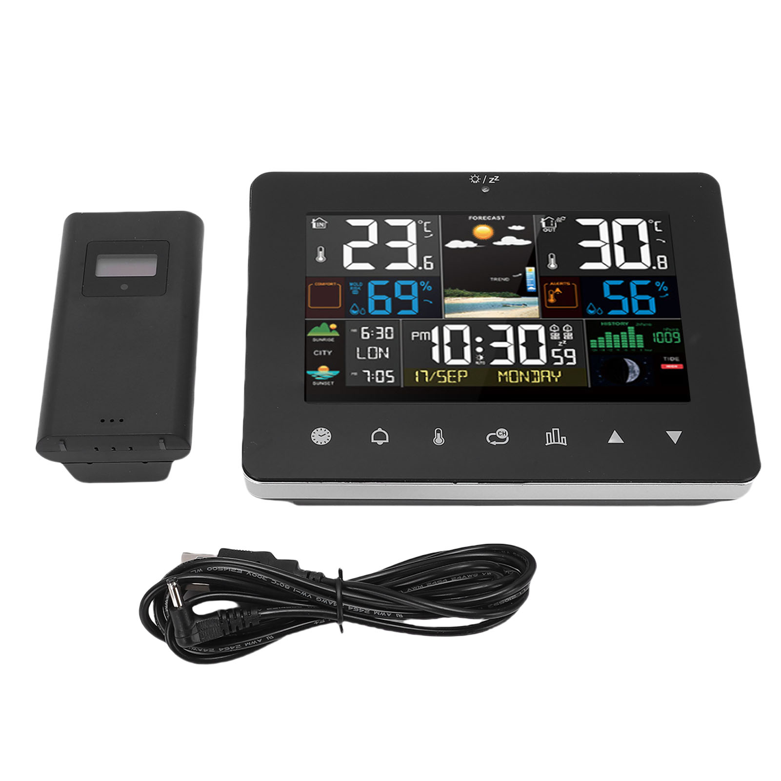 Digitales Thermometer-hygrometer Für Den Innen- Und Außenbereich Mit Farb-touchscreen Und Integrierter Wetterstation Mit Drahtlosem Außensensor