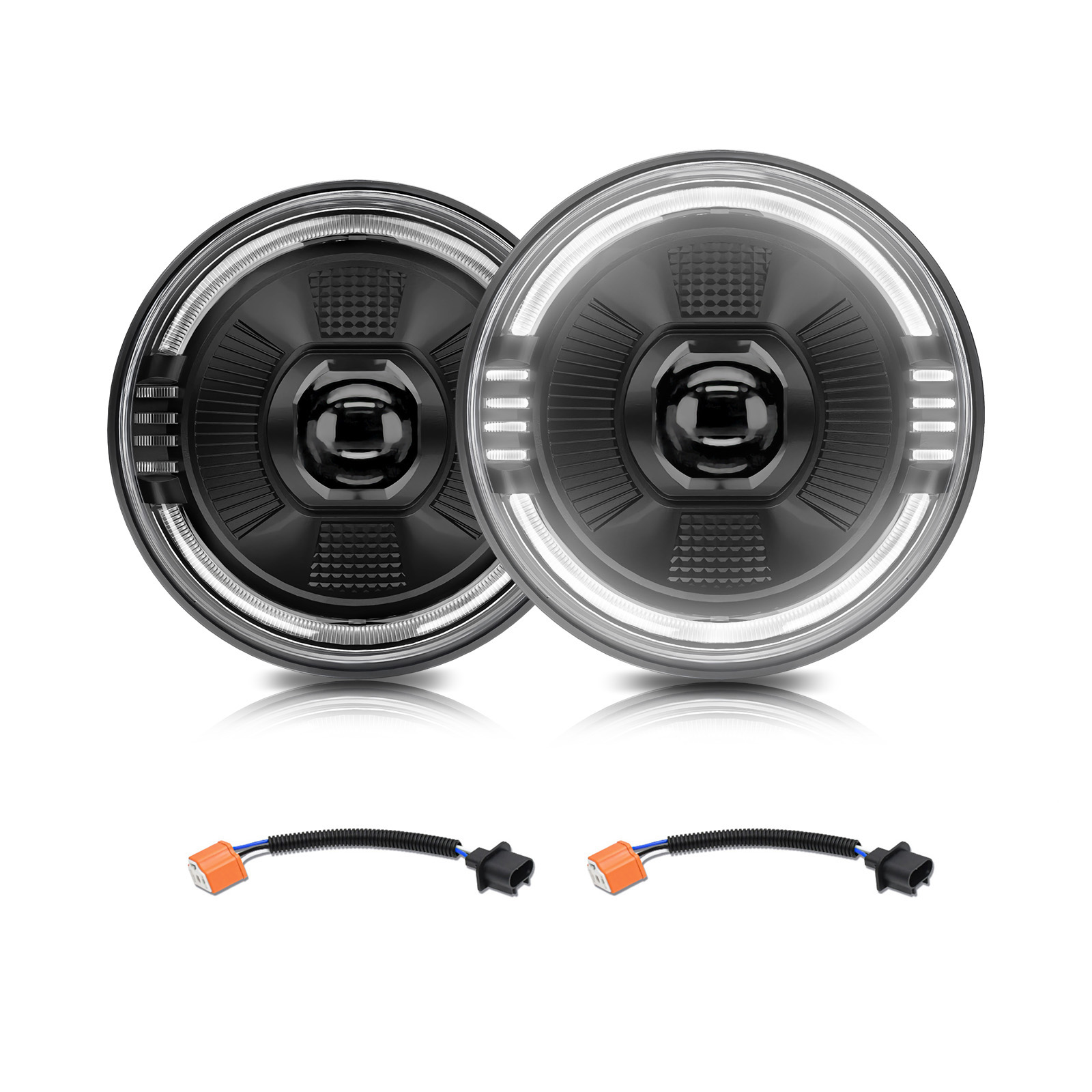 Led-scheinwerfer, Runde, Wasserdichte 7-zoll-scheinwerfer Mit Abblend-/fernlicht, Tagfahrlicht Und Blinkern, Kompatibel Mit Jeep, Chevy, Ford, Land Rover Und Hummer.