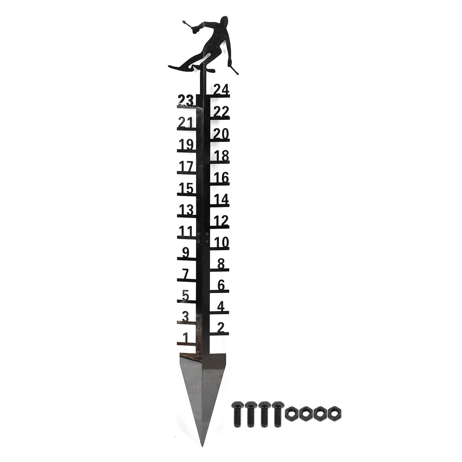 61 Cm (24 Zoll) Großer Schneemesser Aus Metall, Präzise 90 Cm Höhenskala, Für Winter- Und Weihnachtsdekorationen Im Freien (schwarz).