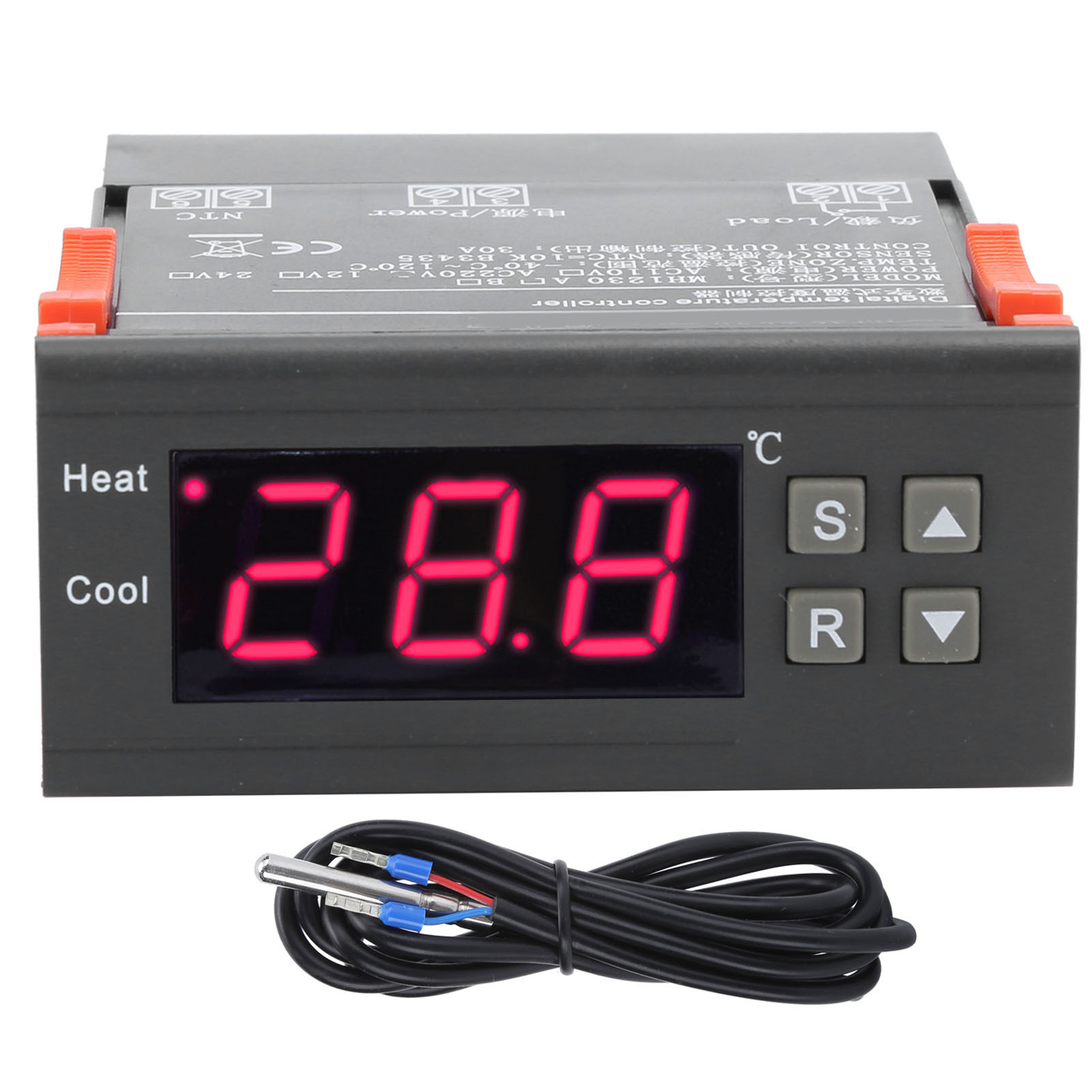 Elektronischer Thermostat Mit Zwei Ausgängen (ac200v) Und Digitaler Anzeige