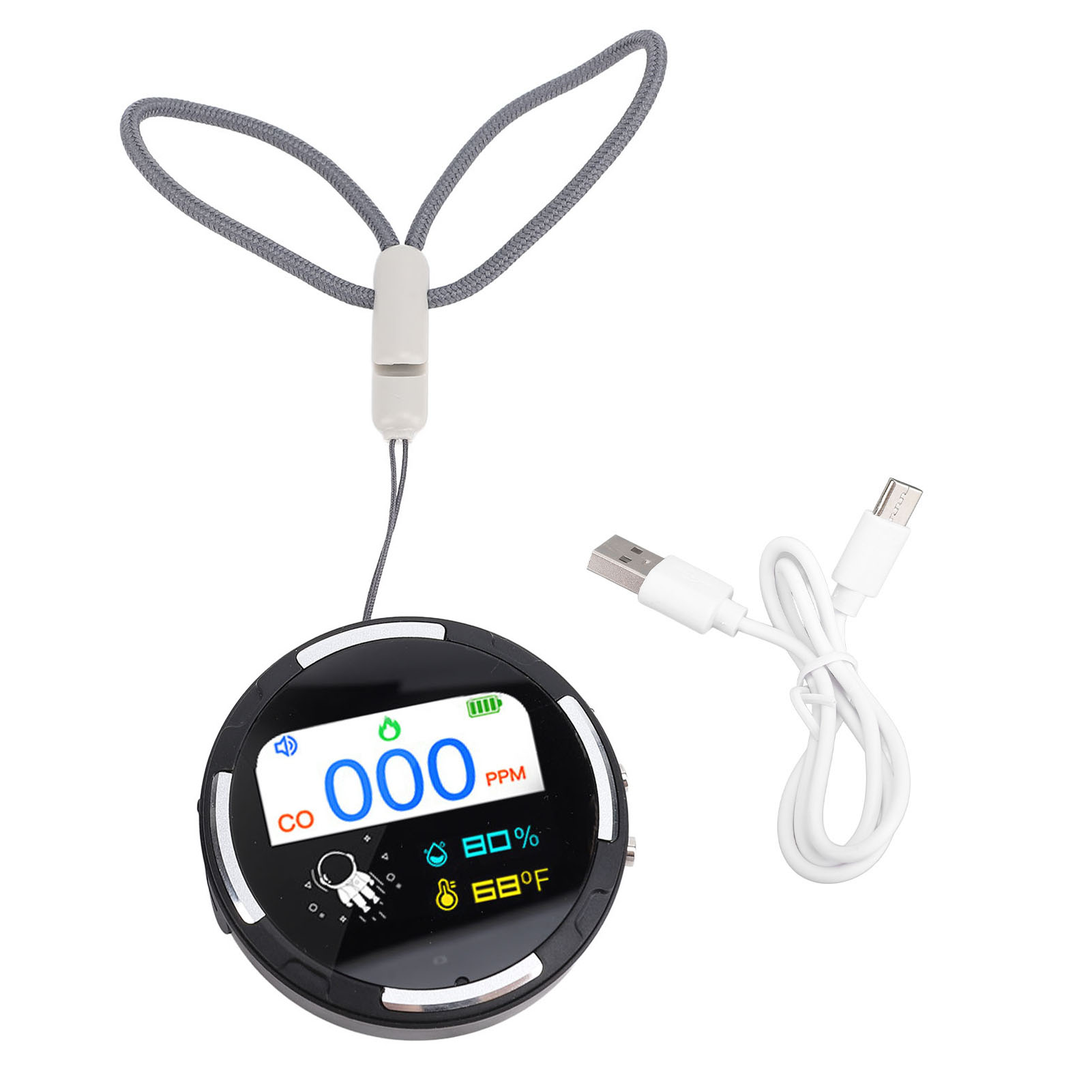 Tragbarer Co-detektor, Wasserdicht, Wiederaufladbar, 1000 Mah, Mini-co-tester Für Auto, Wohnmobil, Reisen, Camping, Zelt, Hotel, Zuhause, Boot, Fahrzeug – Schwarz