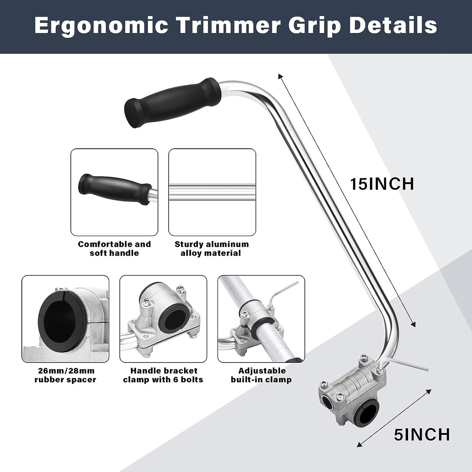 Ergonomischer Edelstahlgriff Für Rasenkantenschneider, Schützt Den Rücken, Griffverlängerung Mit Klemmhalterung, Ideal Für Rasenpflege, Landschaftsbau Und Kantenschneiden.