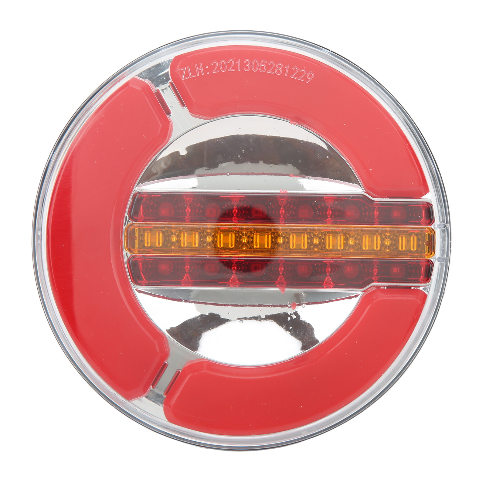 12–24 V Led-rückleuchte Für Anhänger, Rund, Verchromt, Wasserdicht (ip67), 3000 K, Transparentes Rotes Gehäuse, Für Lkw, Boot Oder Yacht