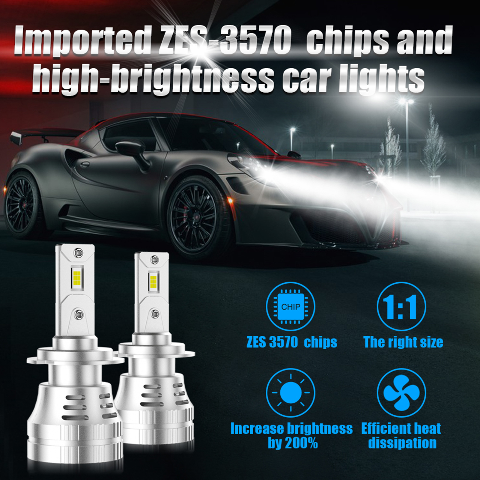 H7-led-lampen, Ultrahelle Led-autoscheinwerfer (200 % Heller), 100 W, 6000 K, Ip68 Wasserdicht, Einfache Installation (plug & Play), 2er-pack