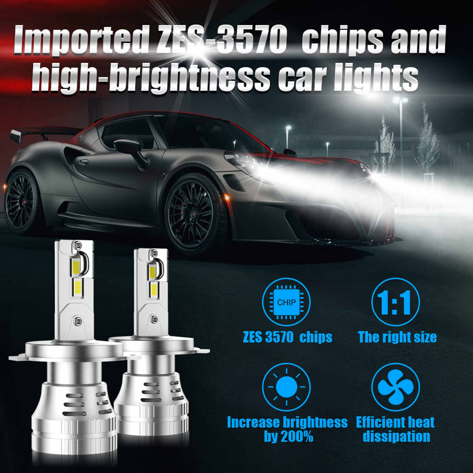 H4/9003 Led-lampen, Ultrahelle Led-autoscheinwerfer (200 % Heller), 100 W, 6000 K, Ip68 Wasserdicht, Einfache Installation (plug & Play), 2er-pack