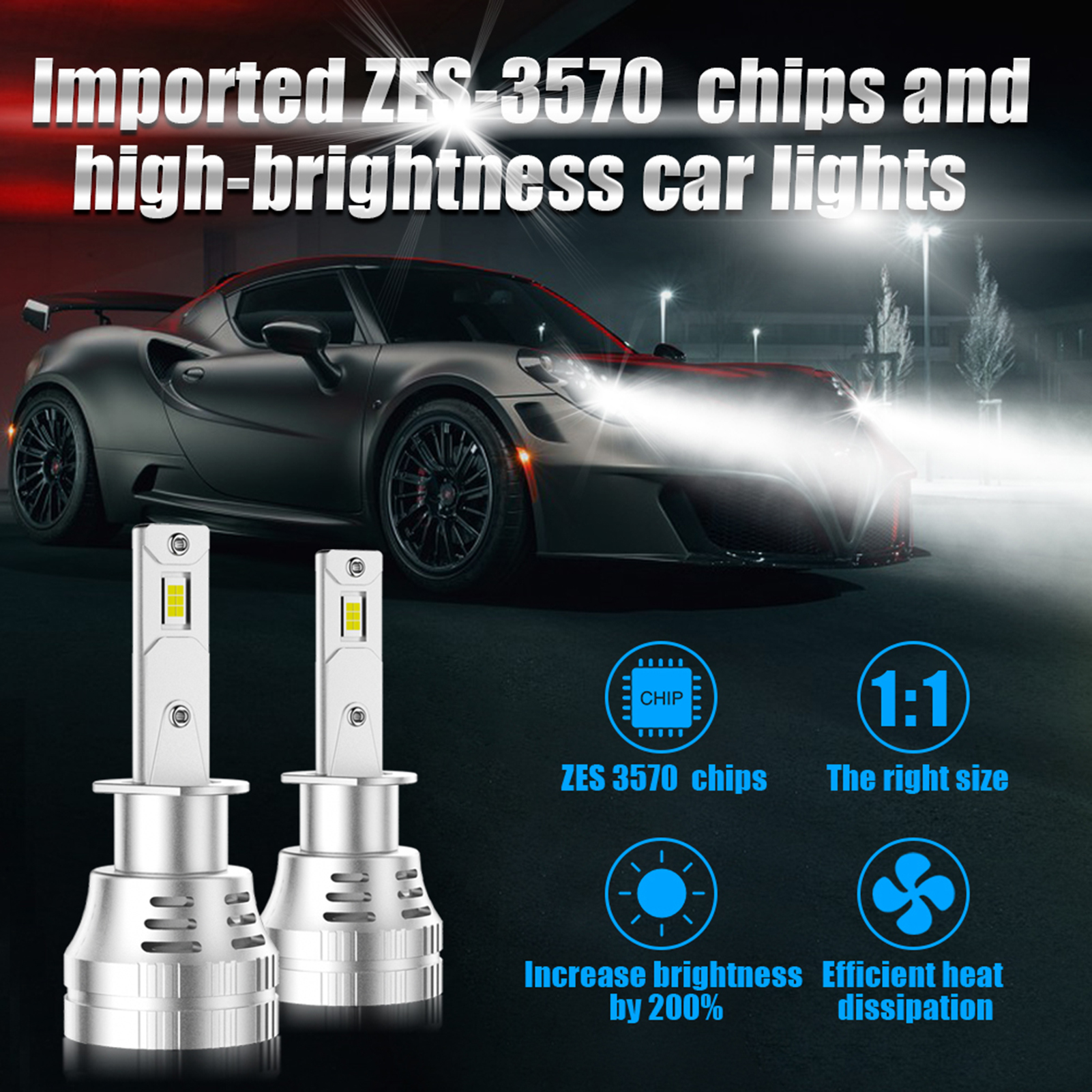 H1-led-lampen, Ultrahelle Led-autoscheinwerfer (200 % Hellere Scheinwerfer), 100 W, 6000 K, Ip68 Wasserdicht, Einfache Installation (plug & Play), 2er-pack