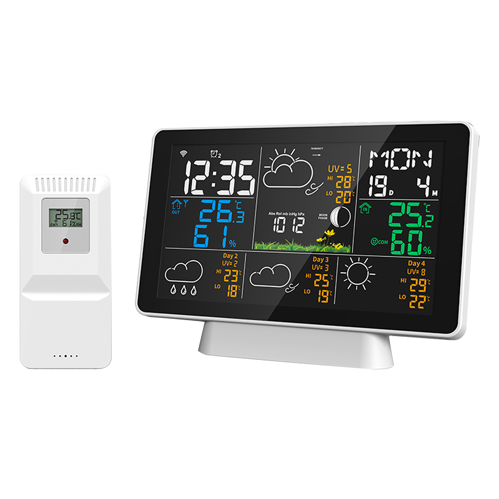 Tuya Wlan-wetterstation Mit Großem 7,5-zoll-bildschirm, 100 M Reichweite, Thermometer, Hygrometer, Regenmesser Und Anemometer, Wettervorhersage, 110-v-us-stecker.