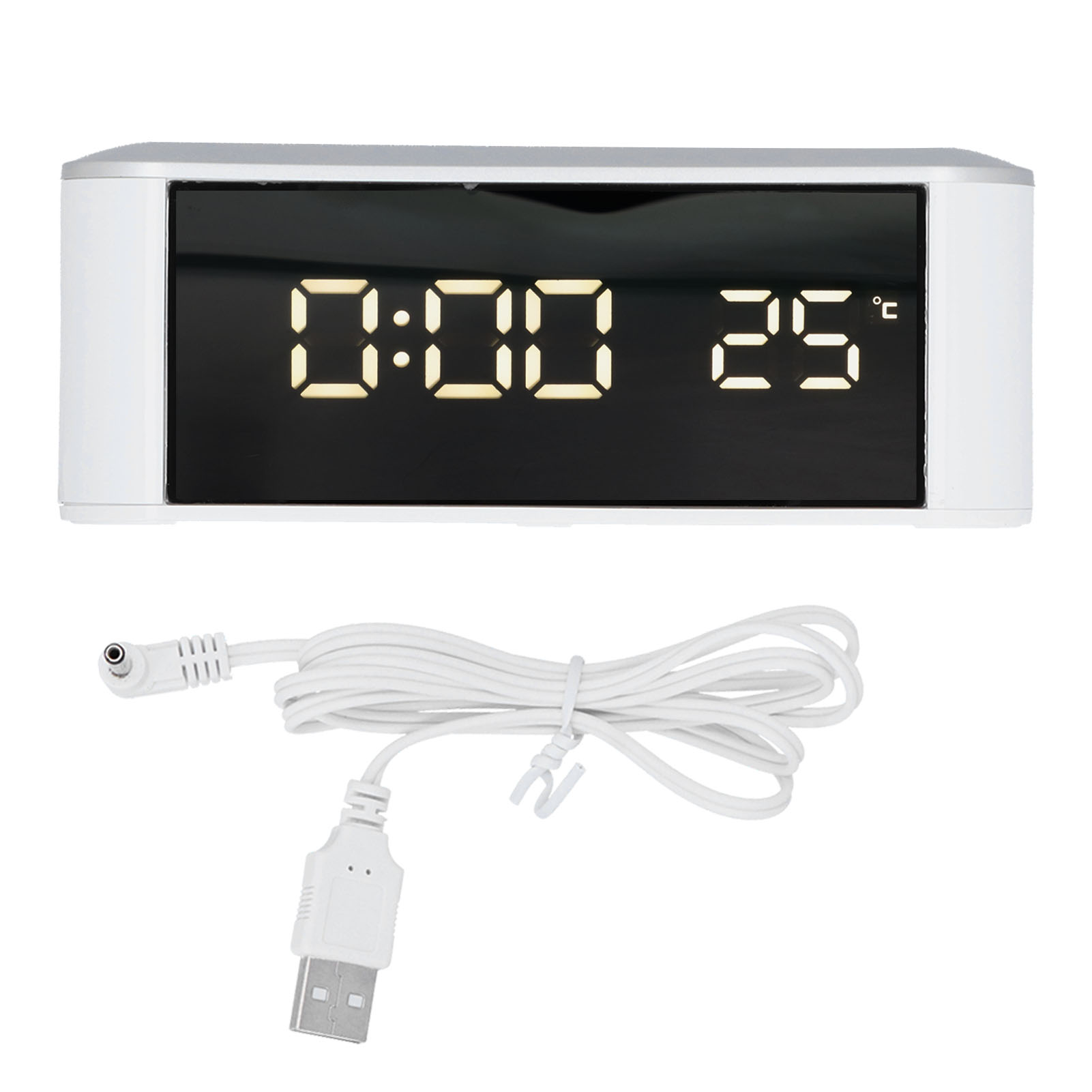 Multifunktionaler Led-wecker Mit Touchscreen, Thermometer Und Usb-kabel