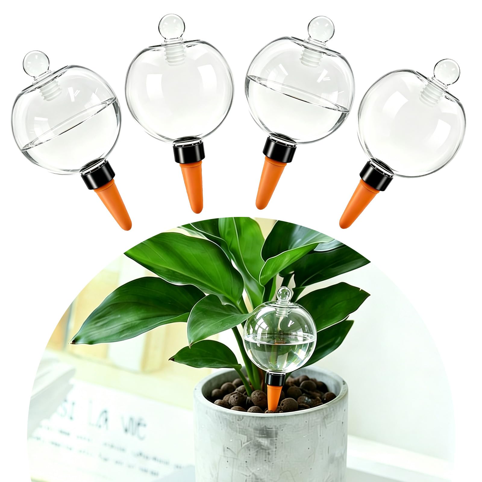 Set Mit 4 Bewässerungskugeln Für Pflanzen, Wasserspender, Automatisches Bewässerungssystem Für Zimmer- Und Gartenpflanzen (gärten, Zuhause)