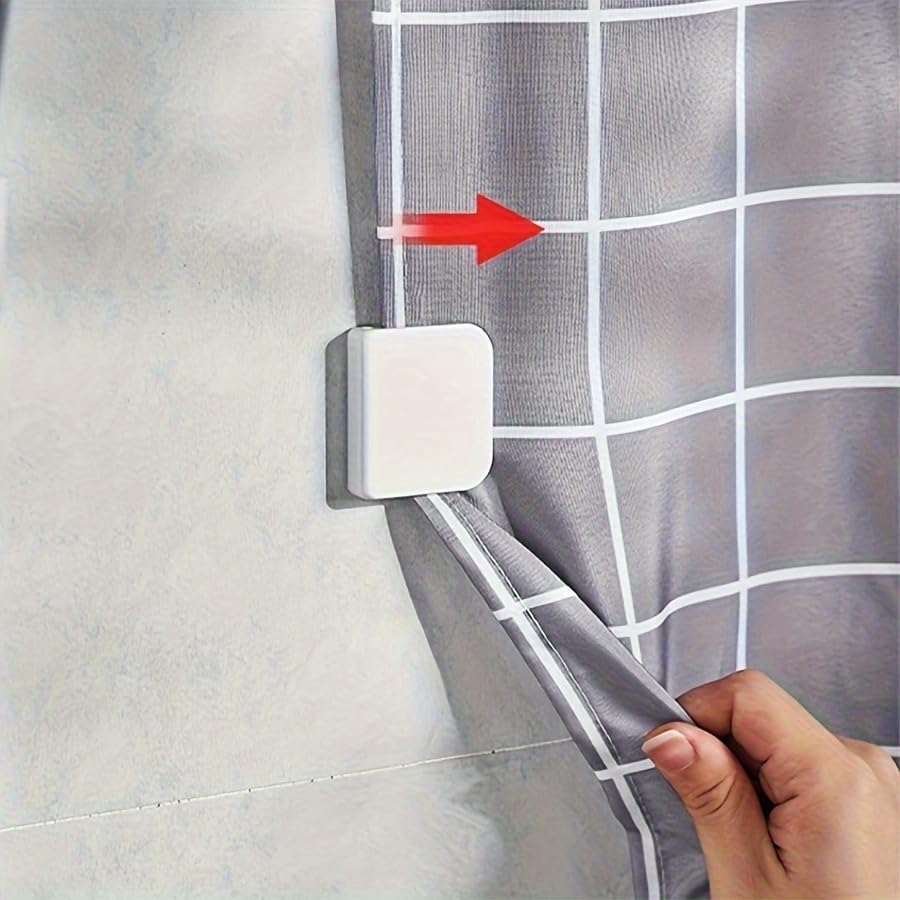 Zwei Gardinenclips – Klebeclips Aus Transparentem, Weißem Kunststoff – Weiß