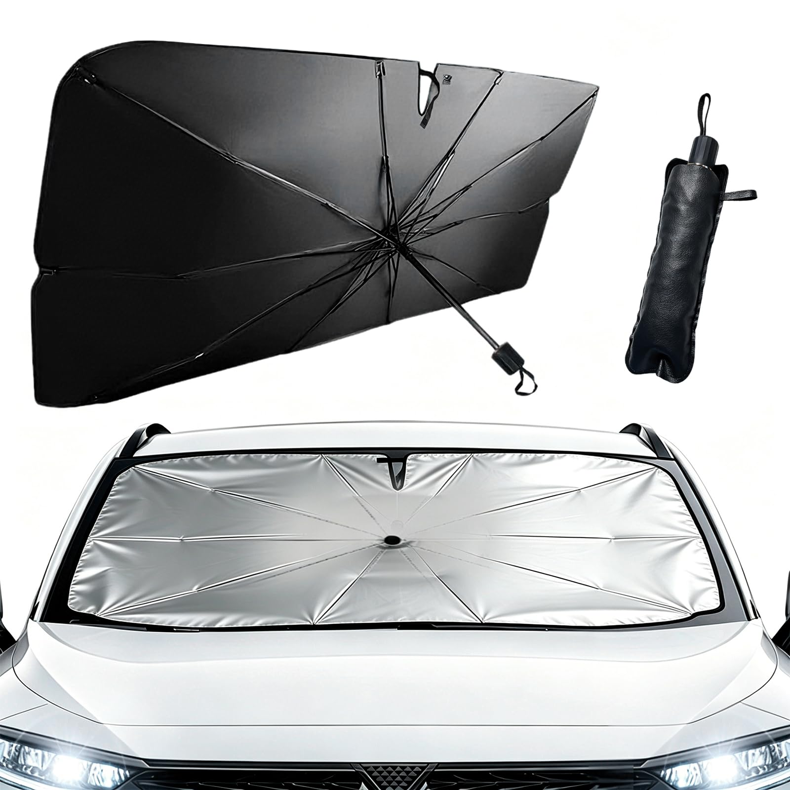 Sonnenschutzblende Für Die Frontscheibe, 140 X 80 Cm, Faltbarer Sonnenschutz, Uv-schutz Und Wärmedämmung Für Pkw, Suvs Und Transporter