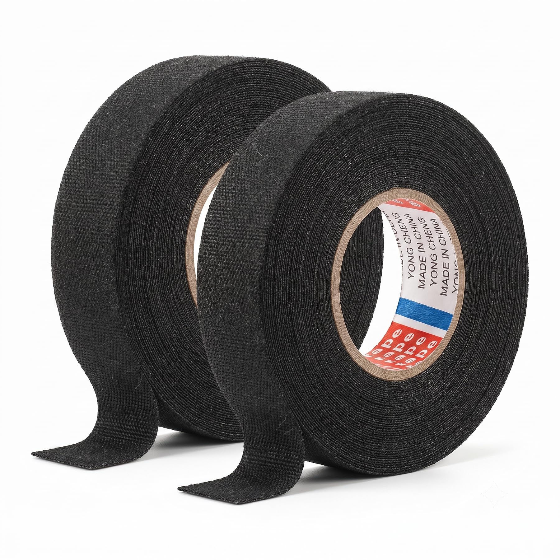 Kabelbündelband Aus Vliesstoff (19 Mm X 15 M), Schwarz Packung Mit 2 Baumwollklebebändern (schwarz, Chatterton-typ), Hitzebeständig