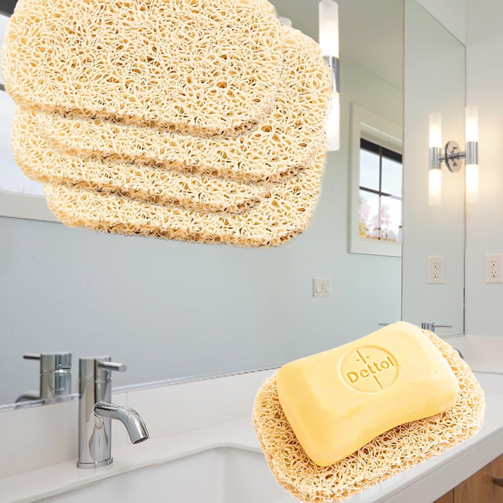 Set Mit 4 Rutschfesten Seifenschalen, Geeignet Für Badezimmer, Waschbecken, Hotel Und Dusche Beige Farbe.