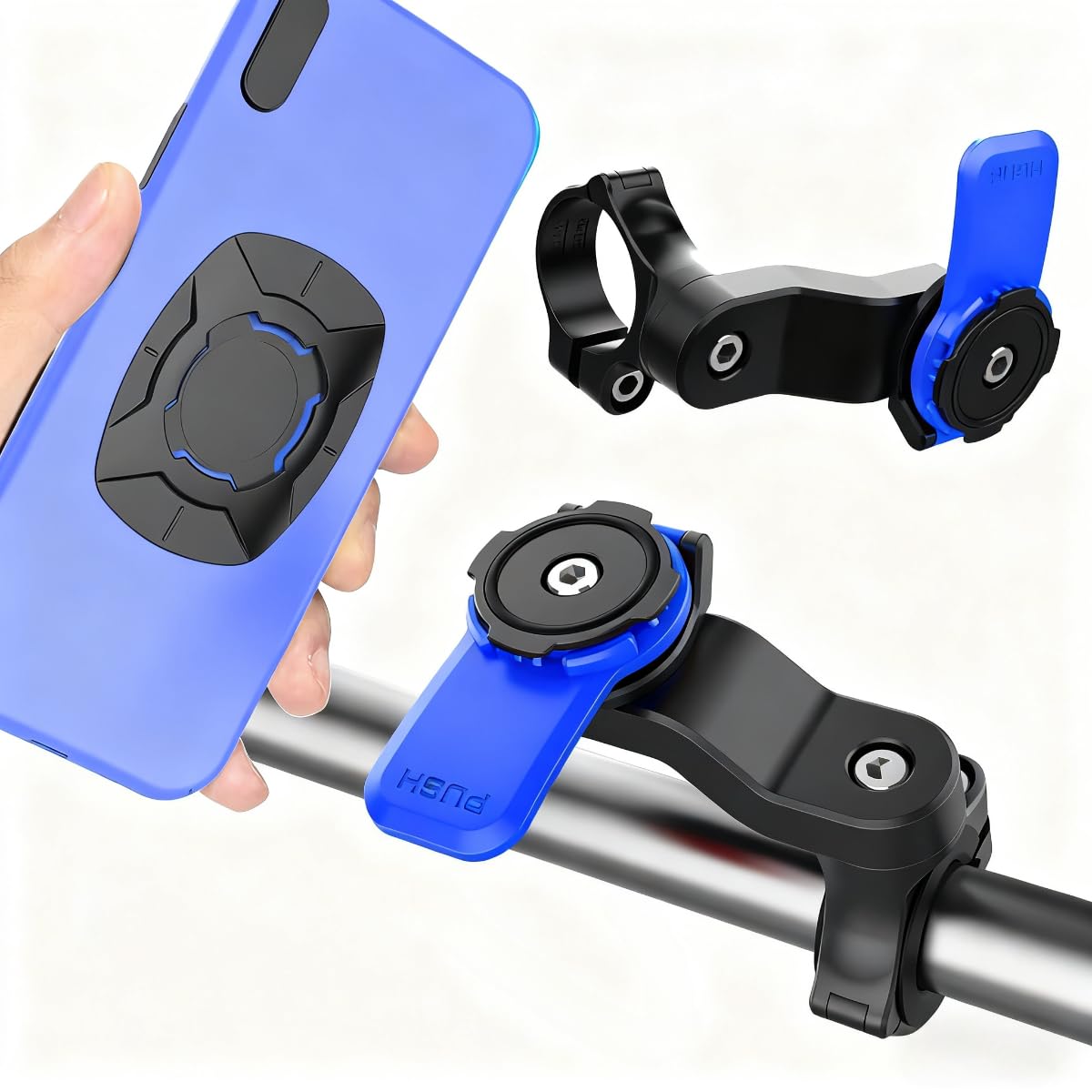 Handyhalterung Für Motorrad Und Fahrrad, Um 360° Drehbar Und Mit Einem Sicheren Verriegelungssystem Ausgestattet (blau)