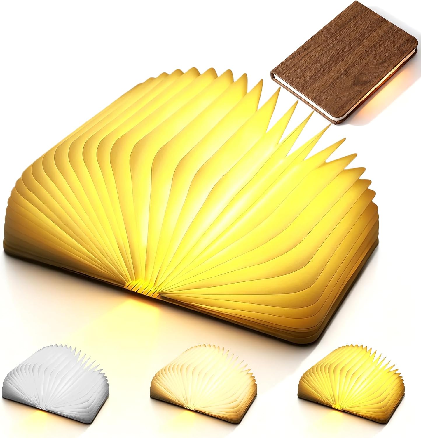 Faltbare Led-leselampe Aus Holz, 3 Farben, Wiederaufladbar, Magnetisch – 21 X 17 X 2,5 Cm – Für Zuhause Und Bibliothek