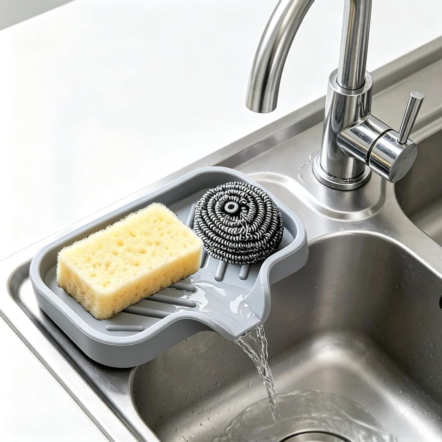 Kleiner Grauer Silikon-untersetzerhalter – Wasserdichte Seifenmatte Und Abtropfschale – 12,5 X 10 X 1,7 Cm