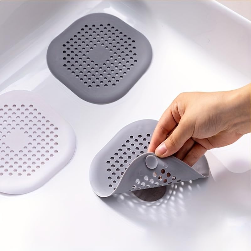 3er-set Multifunktionale Haarfänger Aus Silikon Für Waschbecken Und Badewannen – Grau