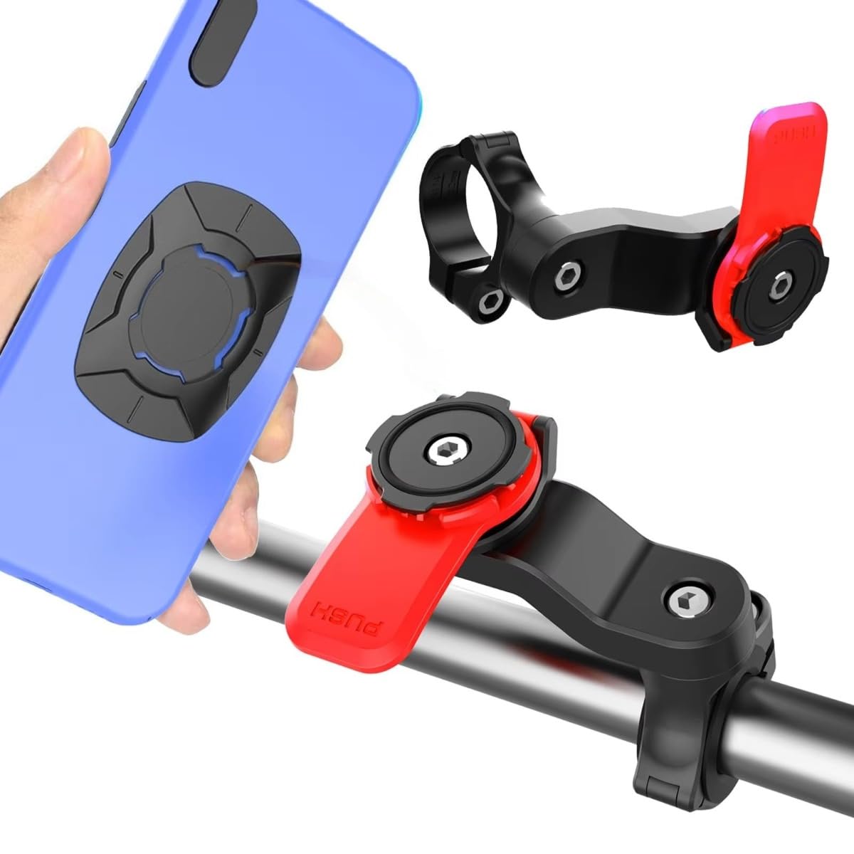 Handyhalterung Für Motorrad Und Fahrrad, 360° Verstellbar Mit Sicherem Verriegelungssystem (rot)