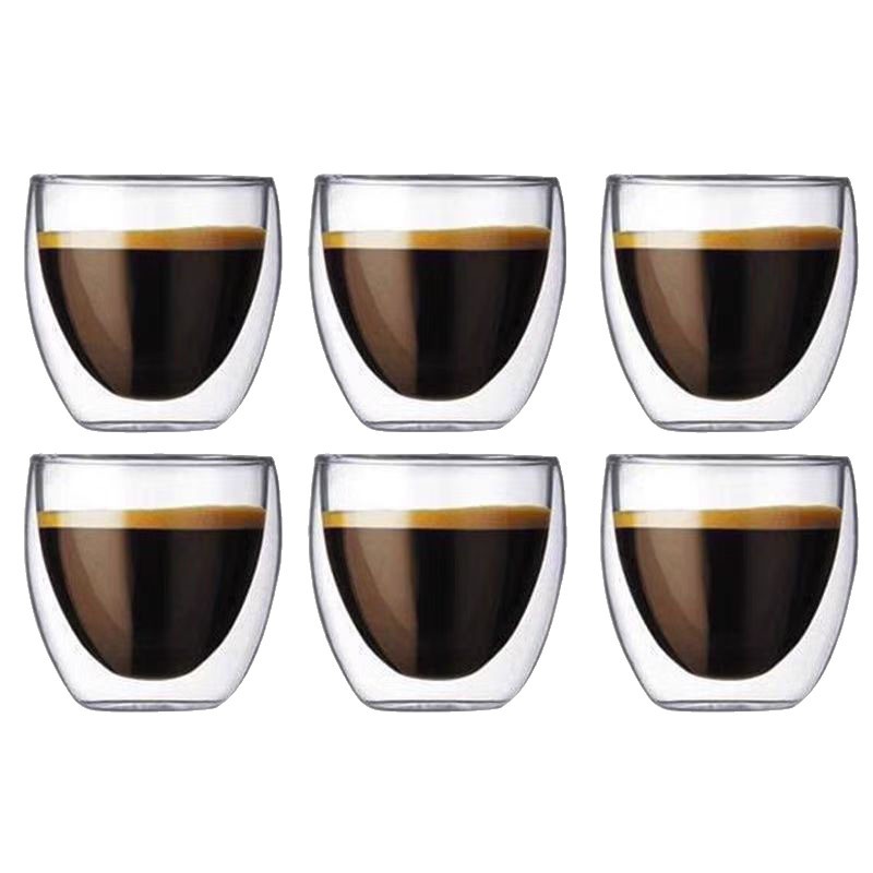 Set Mit 6 Doppelwandigen Espressogläsern (80 Ml) – Thermoskannen Aus Borosilikatglas – Modernes Design Mit Schwebeeffekt
