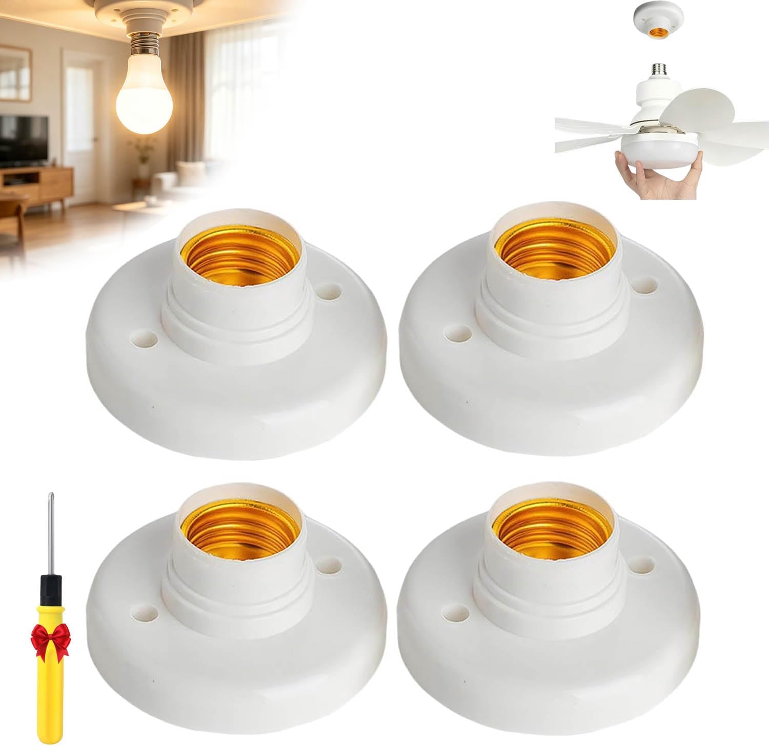 Deckenventilatorhalterung, E27-schraubfassung, Kompakt (4er-pack)