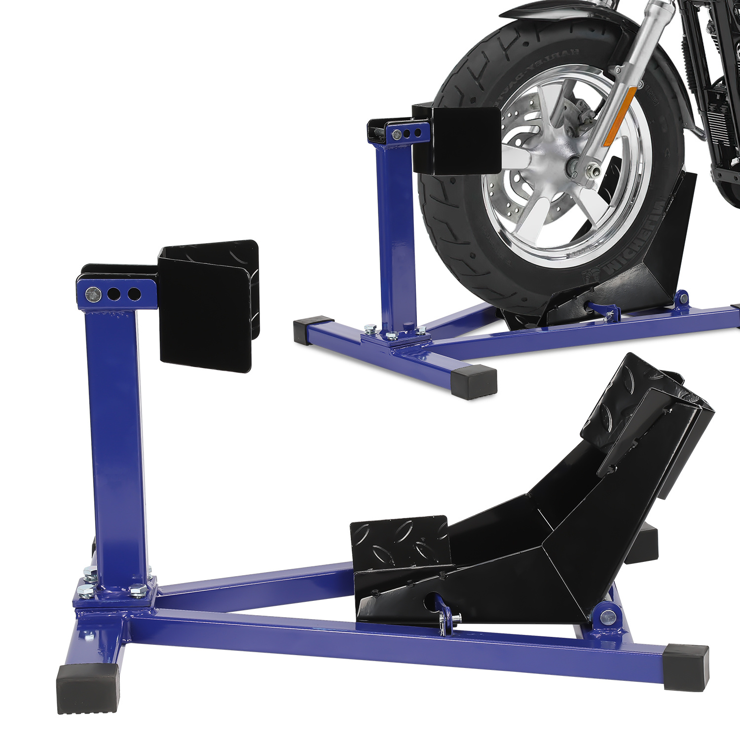 Wolketon Motorradständer Für Garage Und Werkstatt, Vorderradwippe 17–21 Zoll, Stahl, 60–160 Mm, Blau-schwarz