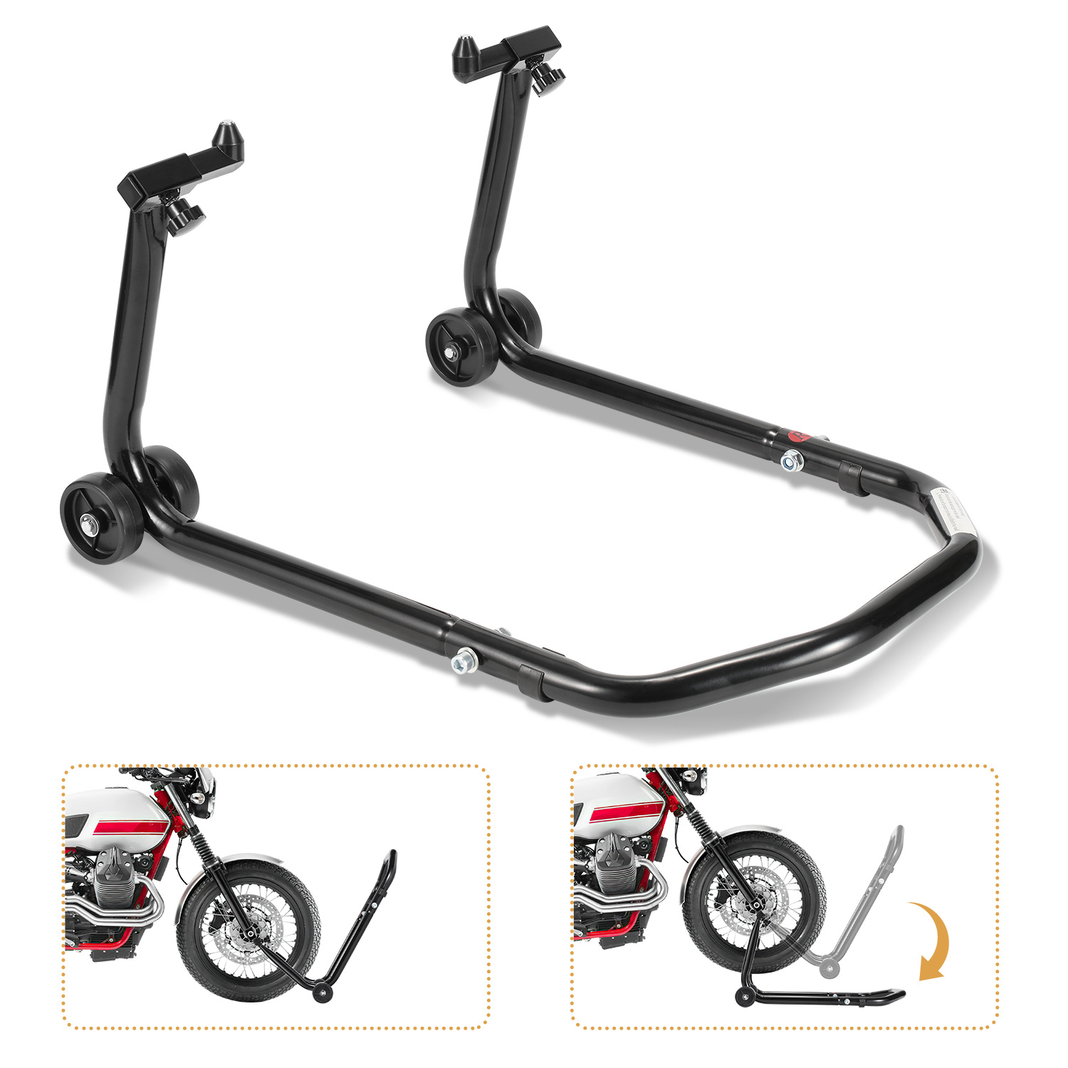 Wolketon Motorradständer U-form Für Vorderrad, Robuste Stahlkonstruktion, 20–28 Cm, Farbe Schwarz