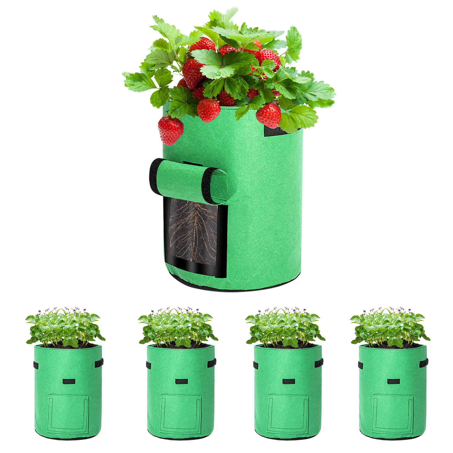 Wolketon 15er Set Pflanzsäcke 38 L Aus Vlies Mit Sichtfenster & Griffen, Kartoffel-pflanztaschen Für Gemüse, Balkon & Garten