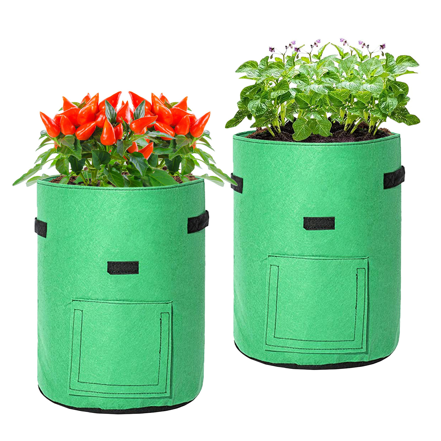 Wolketon 20er Set Pflanzsäcke 38 L Aus Vlies Mit Sichtfenster & Griffen, Kartoffel-pflanztaschen Für Gemüse, Balkon & Garten