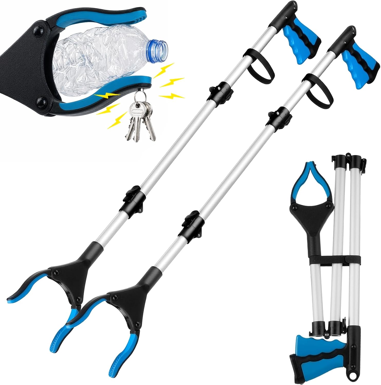 83 Cm Lange, Faltbare Greifzange Mit 360° Drehbarem Kopf Greifzange Zum Erreichen Von Gegenständen Ohne Bücken, Mit Magnetgriff, Geeignet Für Senioren, Menschen Mit Behinderung Und Schwangere