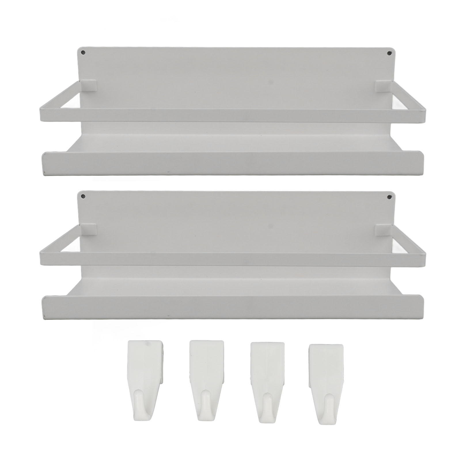 Set Aus 2 Wandmontierten Aufbewahrungsregalen Mit Haken, Magnetisch Und Schwebend, Für Badezimmerwaschtische (weiß).