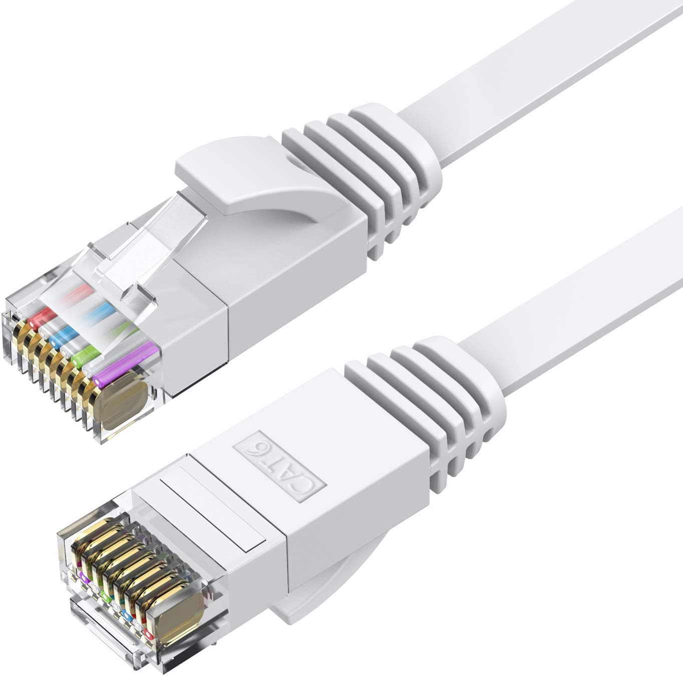 5 Meter Langes, Flaches Cat-6-ethernetkabel, High-speed-utp-10-gbit/s-cat6-ethernetkabel, Reines Kupferkabel (cat 6), Langes Ethernetkabel Für Heim- Oder Büronetzwerke, Weiß