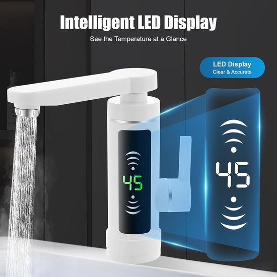 Elektrischer Wasserhahn, 3000 W, 250 V, Durchlauferhitzer, Direktheizung, Um 360 Grad Drehbarer Elektrischer Küchenwasserhahn Mit Led Beleuchtung