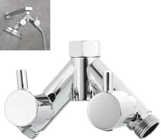 Y-verteiler Aus Messing Mit Separatem Schalter Verchromt 1 2 Zoll Geeignet Für Duschschläuche Und Duschköpfe Mit Absperrventil Für Flexible Silber