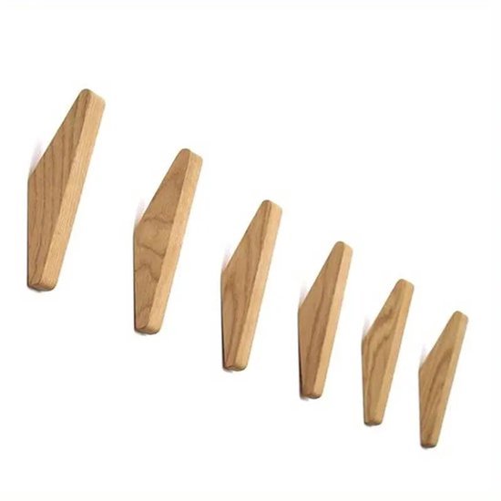 6er-pack Wandhaken Aus Eiche Multifunktionale Garderobe Minimalistisches Design Geeignet Für Badezimmer, Flur Oder Schlafzimmer