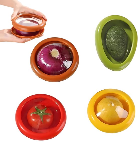 Dailygoods – Wiederverwendbare Silikon-vorratsdosen – Verhindert Verderb – 4 Stück – Antioxidativ – Ideal Für Obst Und Gemüse
