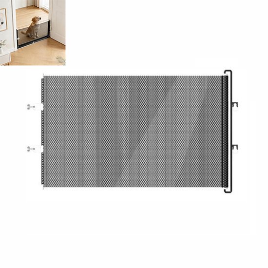 Haustiergitter Hunde Und Katzengitter Ausziehbar Kein Bohren Erforderlich Polyesterfaser Metallrahmen 45 × 125 Cm Für Treppen, Flure, Balkone, Ga