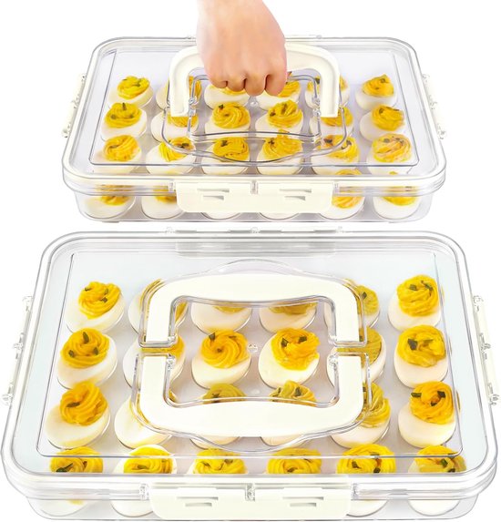 2er-pack Eierkartons Mit Deckel Und Griff Robuster Transparenter Kunststoffbehälter Für 48 Eier Stapelbarer Eierhalter Für Den Kühlschrank Für Weiß