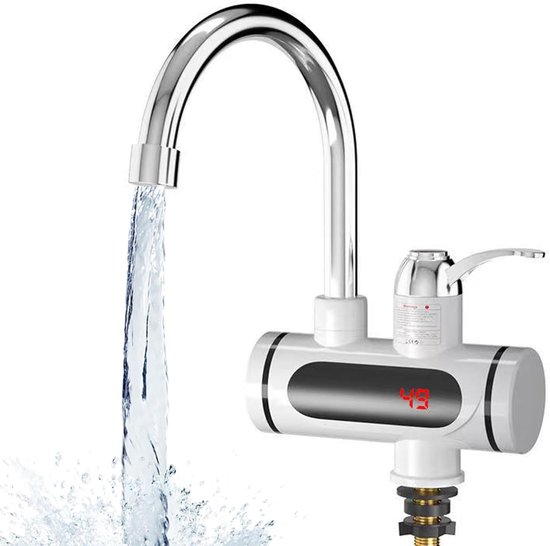 Elektrischer Wasserhahn Elektrischer Durchlauferhitzer, 220 V, 3000 W, 360° Schwenkhahn Mit Led Anzeige, Kein Anschluss Für Werkzeuge/spüle Erfor