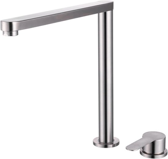 Küchenarmatur Aus Gebürstetem Nickel, 360° Drehbar, Verdeckte Hebevorrichtung, Klappbar, Warm Und Kaltwassermischer Mit Separatem Hebel, Edelstah