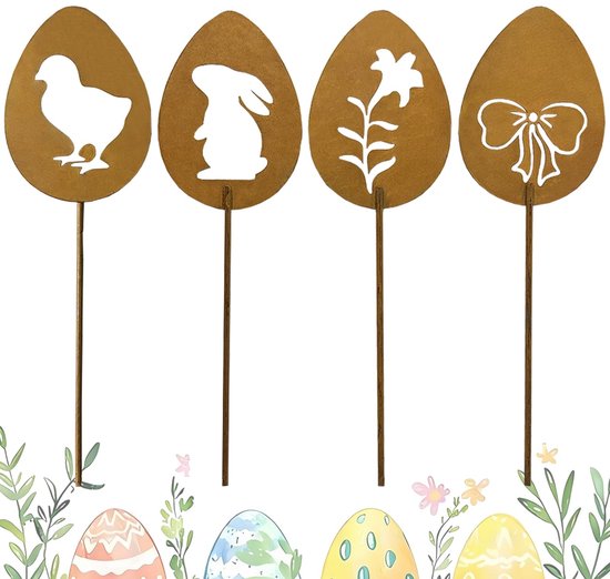 Dailygoods Gartenstecker Für Ostern 4 Stück 18 Cm Patina Osterhase Gartenstecker Dekoration Rost Dekoration Gartendekoration Im Freien Rustikale
