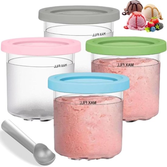 4er-set Eisbecher Mit Deckel Creami-halterung Für Die Ninja Creami Eismaschine Behälterzubehör Serien Nc301 Nc300 Und Nc299amz Inklusive