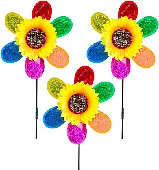 6 Gartenwindmühlen, Sonnenblumenwindmühle, Bunte Paillettenwindmühle, Blumenwindmühle Für Den Außenbereich, Gartenornament, Gartendekoration, Vog