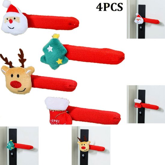 4 Teiliges Weihnachtstürknauf Set Türgriffschoner Weihnachtstürdekoration Weihnachtsbaum Design Elastisch Maße: 13 X 5 X 3 Cm Für Die Weihnachts