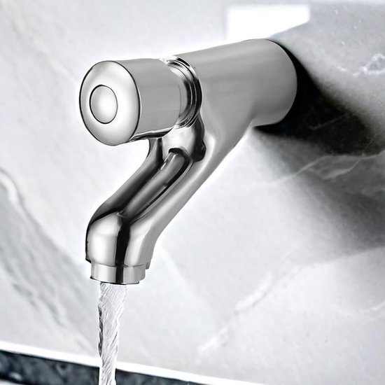 Badezimmerarmatur Wandarmatur Kaltwasser Selbstschließend 100 X 90 Mm Chrom