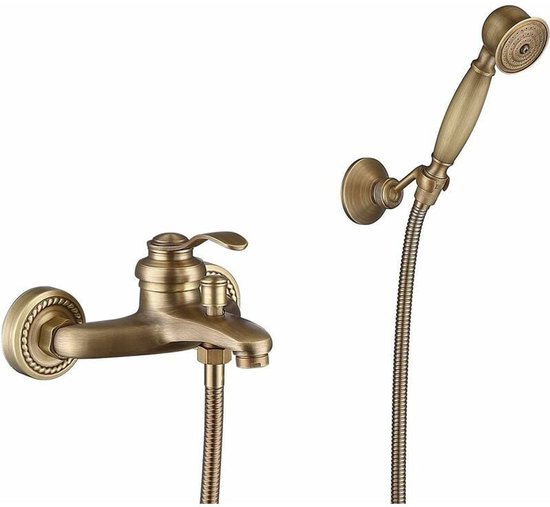 Für Badewannenarmatur Mit Handbrause, Antikmessing Finish, Wandbrausearmatur Mit Halterung Und Brauseschlauch Für Badezimmer, Cisea
