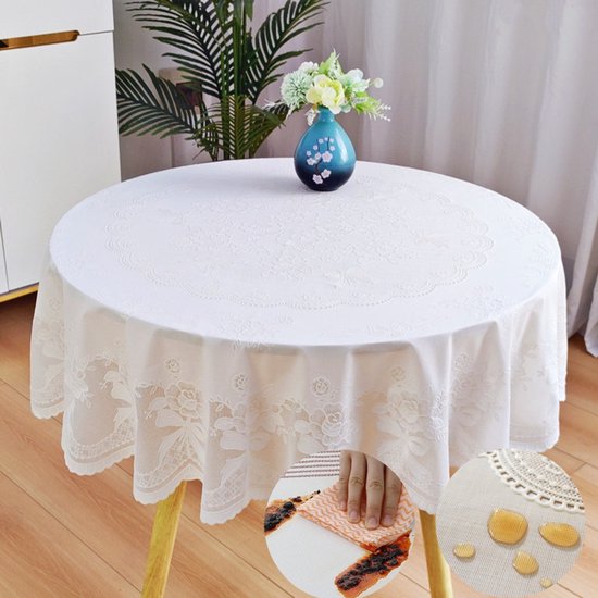 Wasserfeste, Öl Und Hitzebeständige Tischdecke Pflegeleichte Tischdecke Für Den Esstisch Klassische Synthetik Tischdecke Mit Spitze Im Vintage St