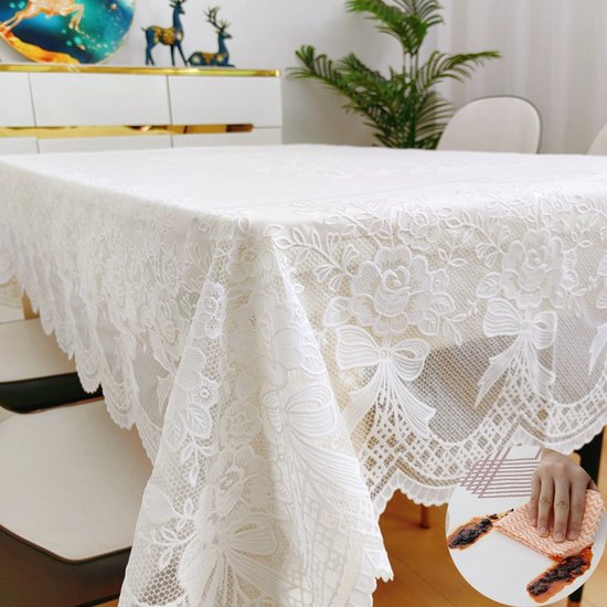 Wasserfeste, Öl Und Hitzebeständige Tischdecke Pflegeleichte Rechteckige Tischdecke Für Den Esstisch Klassische Kunststofftischdecke Mit Spitze I