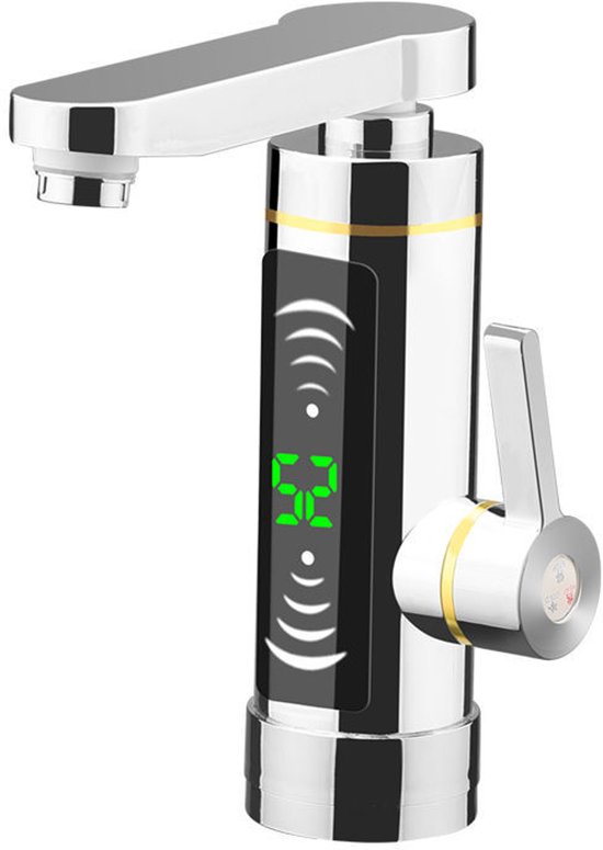 Elektrischer Wasserhahn Mit Durchlauferhitzer, Um 360° Drehbarer Wasserhahn Mit Led Temperaturanzeige, Elektrischer Heizwasserhahn Für Küche Und